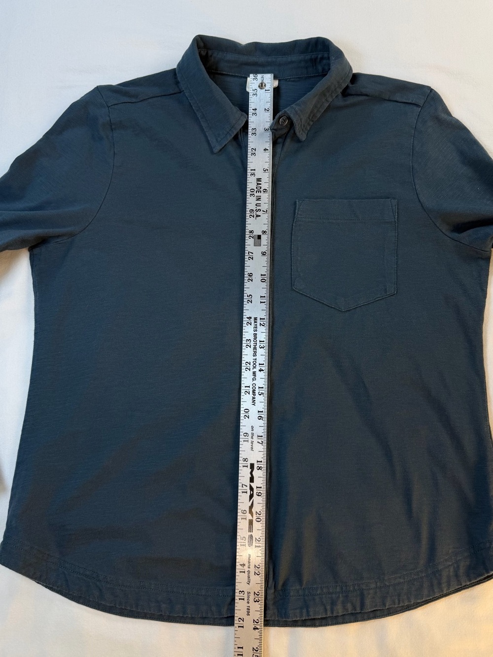 Pact Women’s 100% Organic Cotton Dark Teal Button Down Shirt - Picture 4 of 7